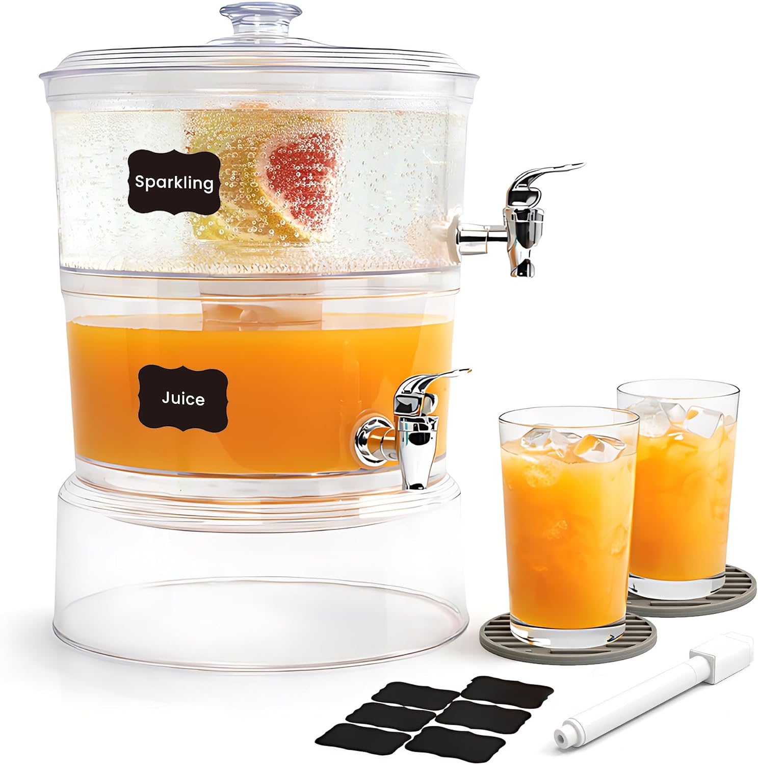 LISI Drink Dispensers for Parties, 2 Gallon Beverage Dispenser with Stand