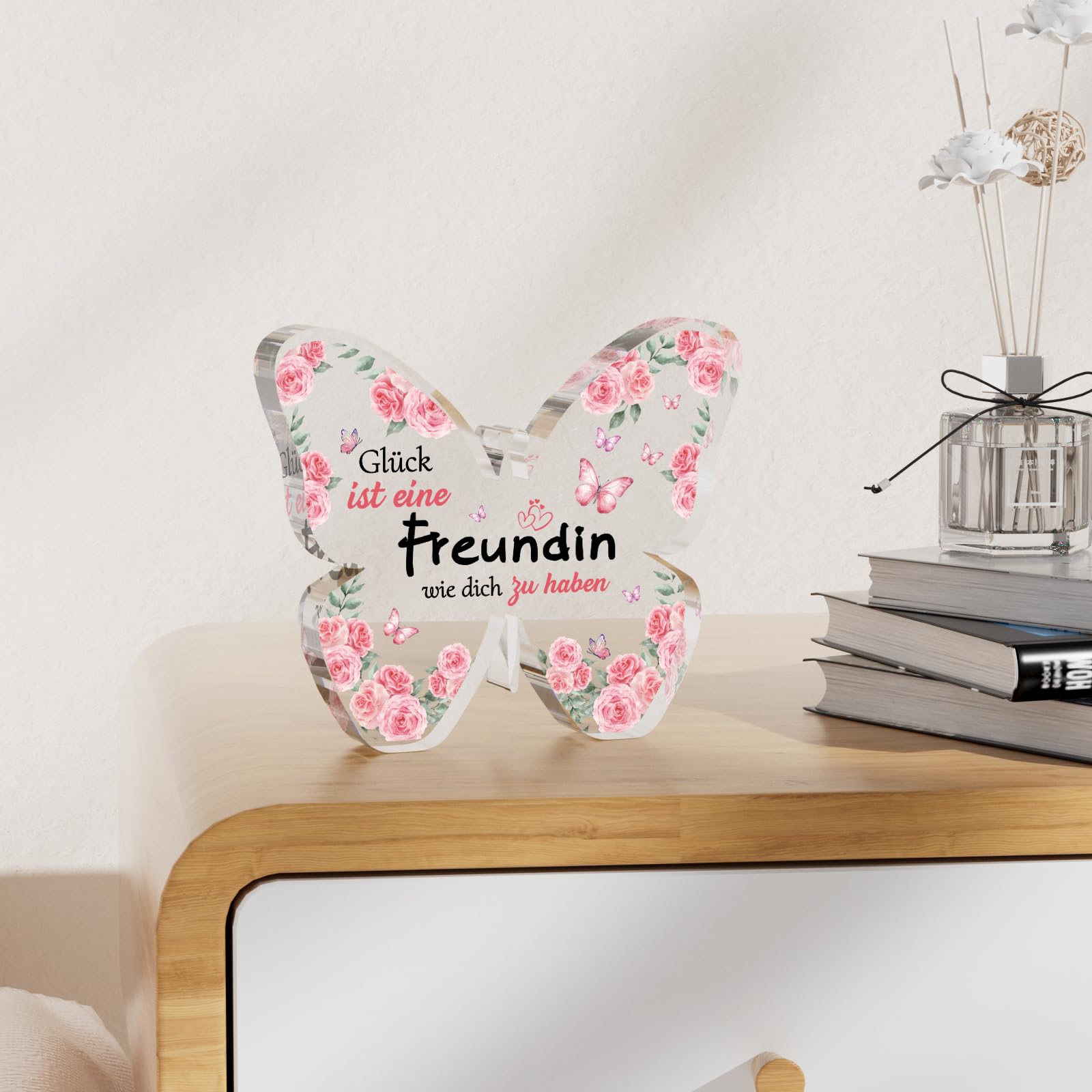 Produktbild von Beste Freundin" Schmetterling-Acryl-Plakette – Persönliches Geschenk Zum Geburtstag | 7,5x10 Cm