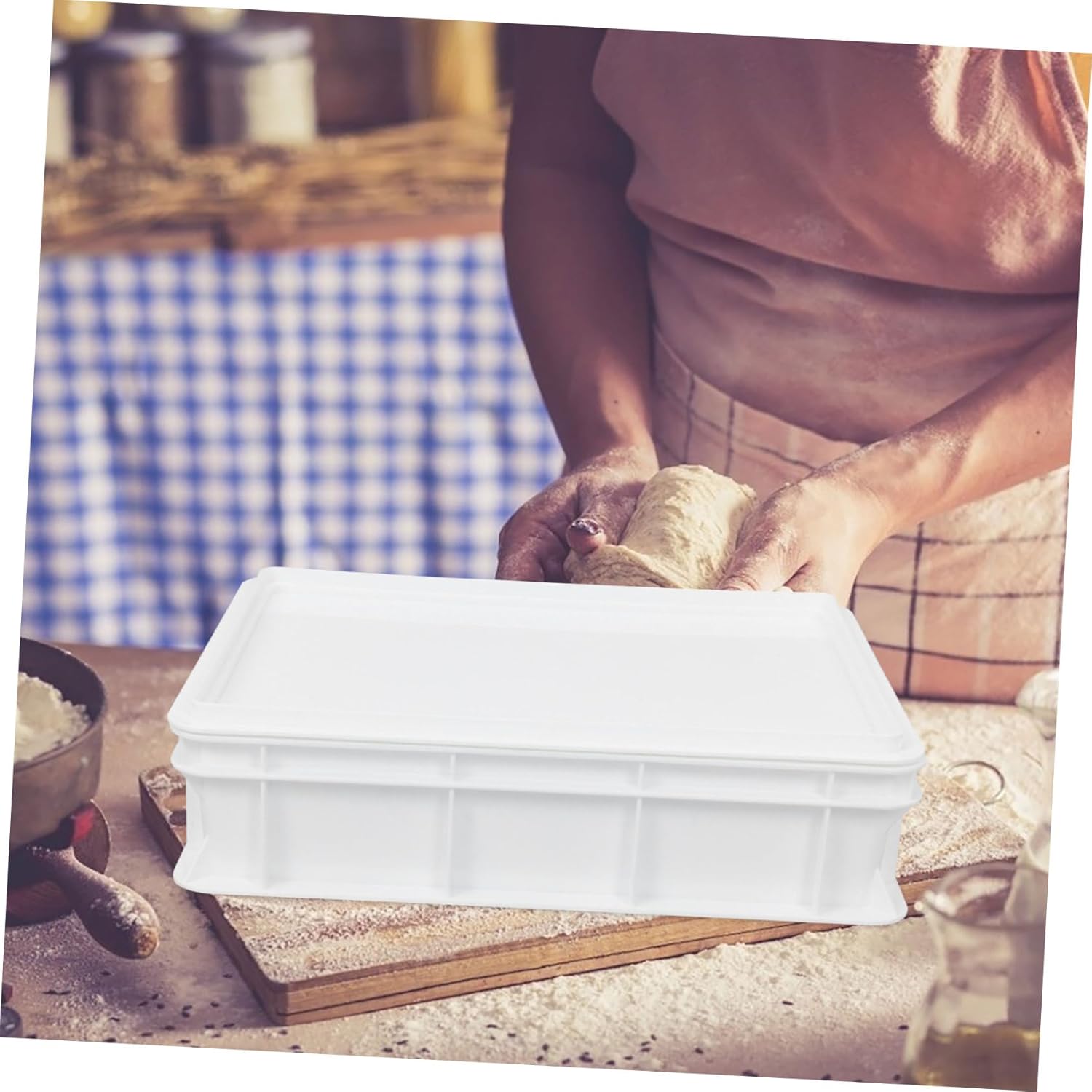 ULTECHNOVO Stackable Pizza Dough Proofing Box Plastic Pizza Storage Container for Home and Pizzerias Versatile Bread Proofing Tray with Covers