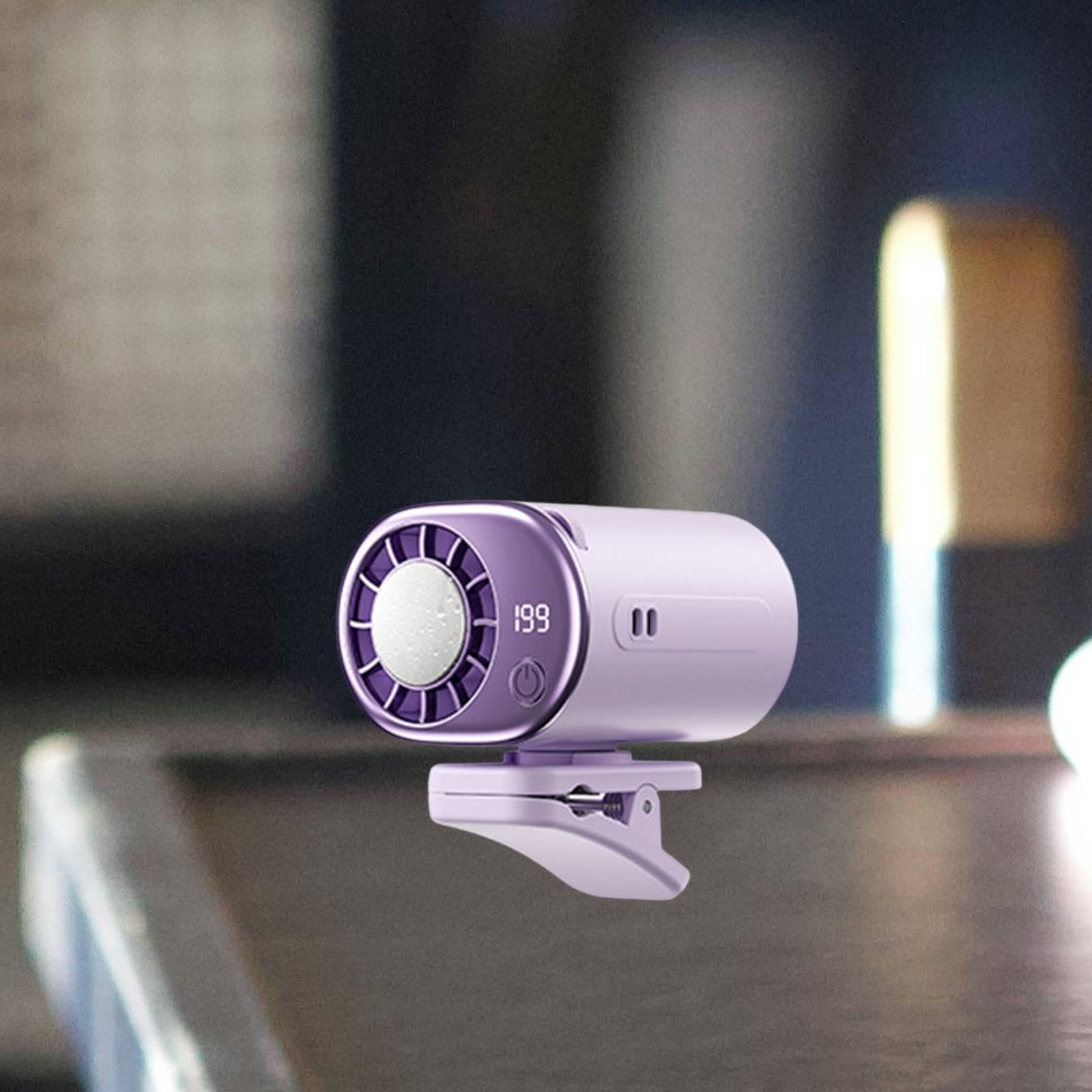 Ventilatore Portatile con Ventola Regolabile Display LED Climatizzatore Mini Ricaricabile 360 Gradi Adatto Auto Scrivania Passeggino, Viola