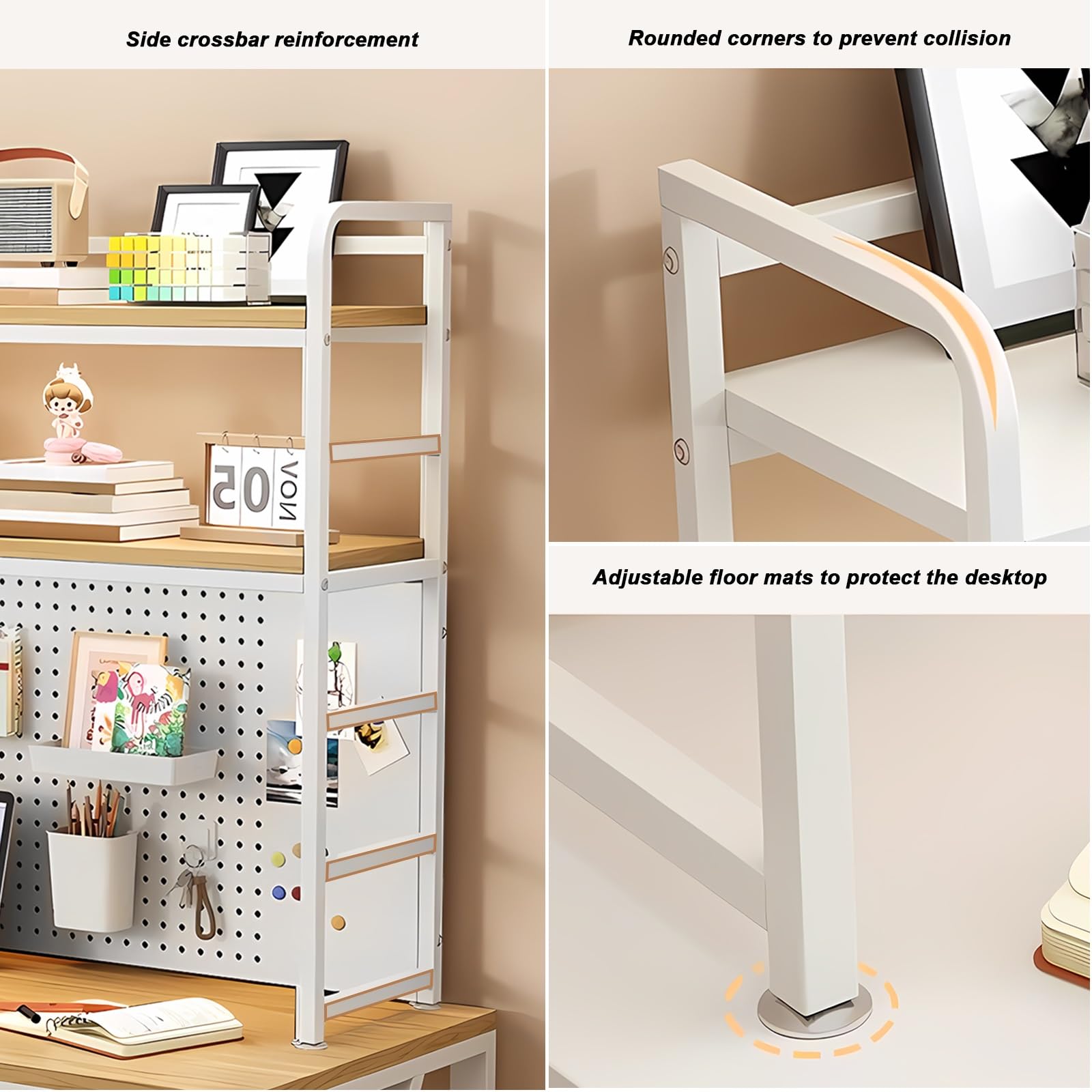 FPIGSHS Multifunktionale Arbeitsplatzablage - Justierbare Mehrschicht-Speicherablage, Desktop-Racks, Multifunktionale Desktop-Organisator, für Home-Office-Arbeitsplatten (Schwarz, 110cm/43,3in)