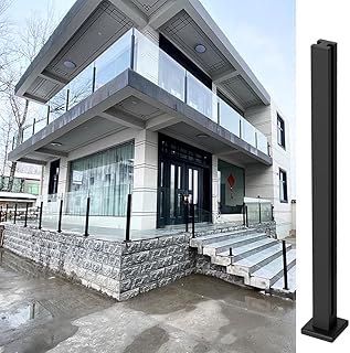 Black Glass Railing Post, Clamp for 10-12mm Glass with Spigot Slots, 304...