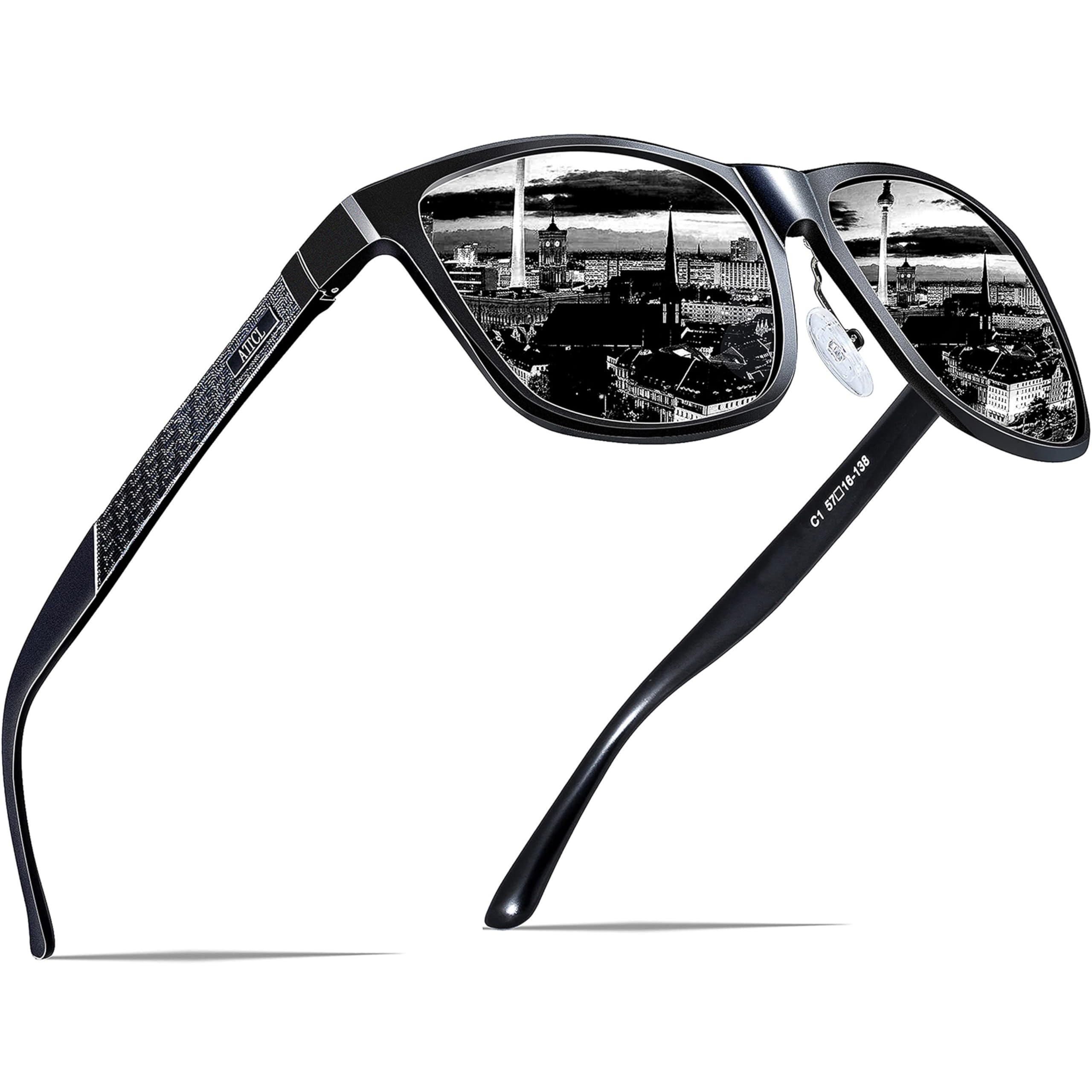 ATTCL Polarized Sunglasses for Men Driving: UV400 Protection Lightweight AL-MG Frame Fashion Square Sun glasses Travel Hiking