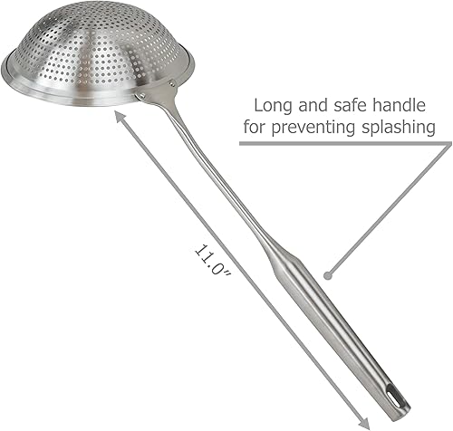 Miniatura 5 de EIKS Cucharón ranurado de acero inoxidable para cocinar, escurrir, freír, verduras, pastas, papas, total de 17.6 pulgadas de largo