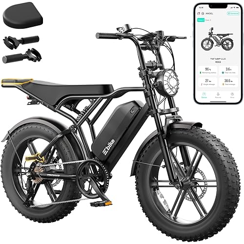 TST Electric Bike for Adults, 1500W Peak Motor 28 MPH 60/100 Miles Fat Tire Ebike with 48V 15Ah/25Ah Removable Battery 20" Electric Dirt Bike Full Suspension and 7-Speed
