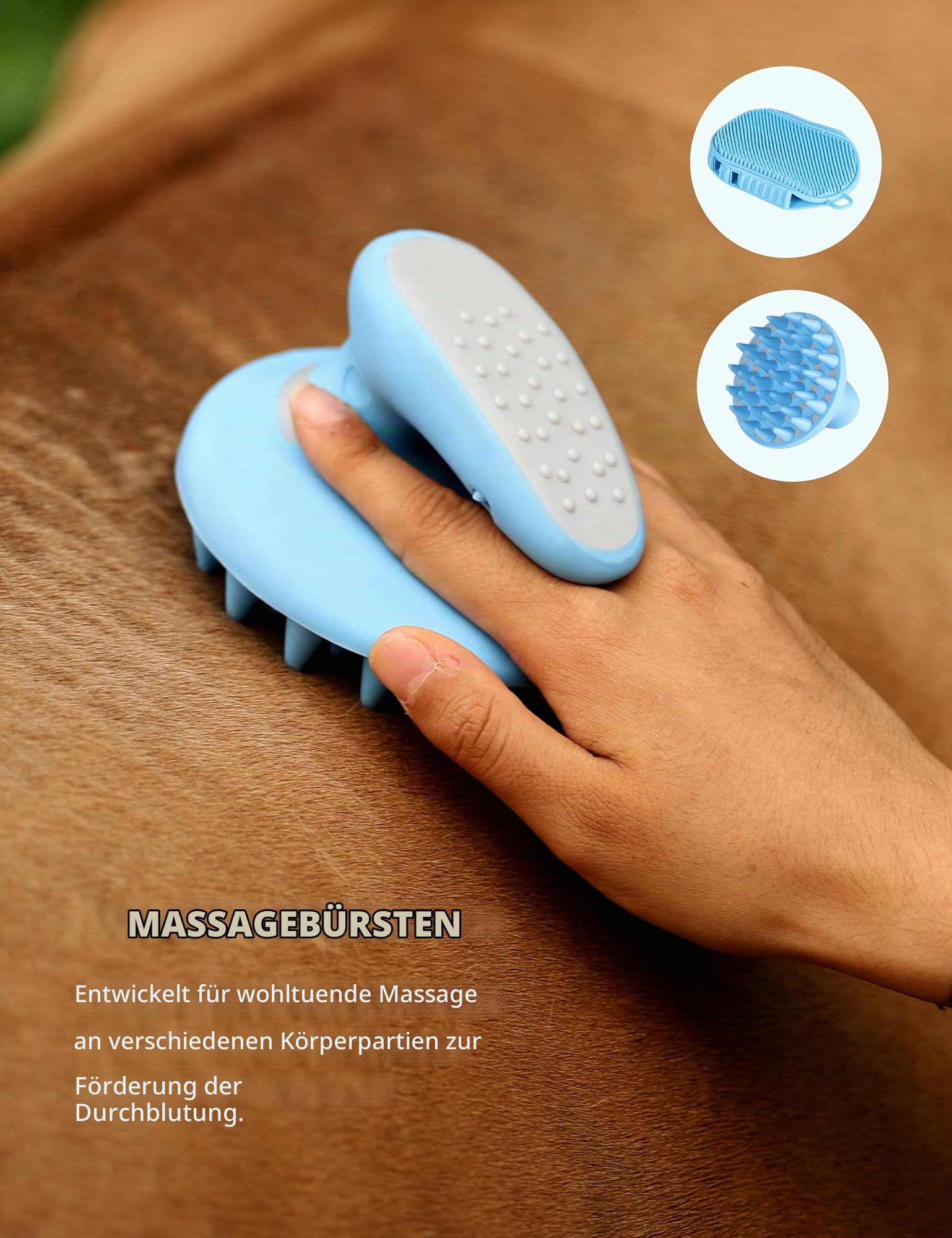 Harrison Howard Pferdepflegeset 11-teilige Pferdepflegeserie Pferdebürsten-Sets mit Organizer Tragetasche Sattelkammer Zubehör Haarausfall Körperpflege Massagewerkzeuge Blaue Pinselstriche Ponys