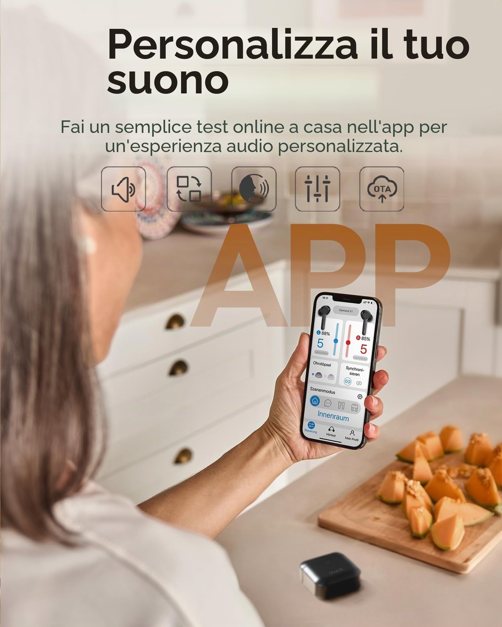 Diamond Amplificatore Vocale Bluetooth, Amplificatore del Suono Invisibile per Anziani e Adulti, 16 Canali con Cancellazione del Rumore, App Personalizzata, 4 Modalità, 36H, IPX5 (Bianco)