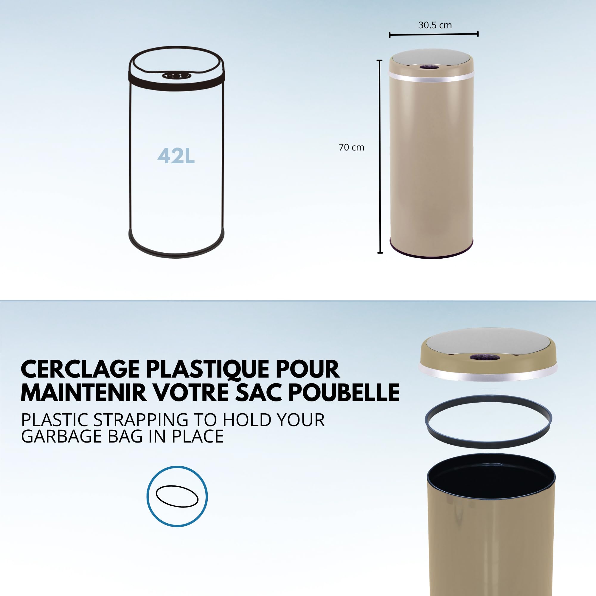 Kitchen Move Cubo de Basura SOHO para la Cocina, Acero Inoxidable 42L topo mate