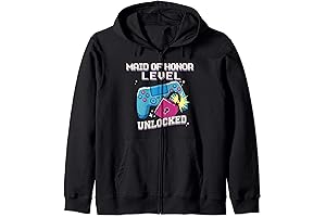 Maid Of Honor Level Unlocked Funny Wedding Party Gamer Meme Zip Hoodie