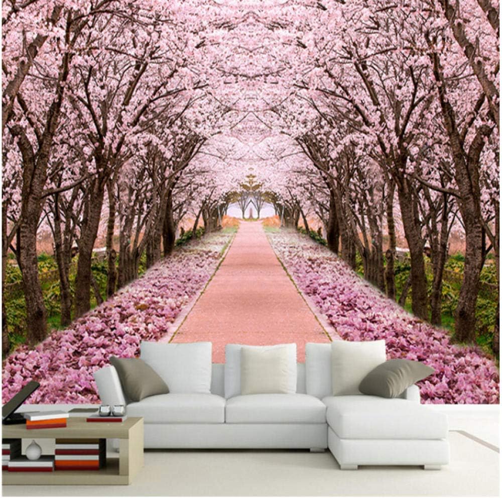 Amazon Xbwy 壁の装飾 壁紙ロマンチックな桜の木の壁画リビングルームテレビソファ 250x175cm 壁紙
