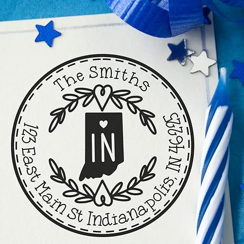 Miniatura 73 de Round State Love - Sello de dirección de devolución para Texas, uso con almohadilla de sello, mango de madera, sello de dirección de Texas