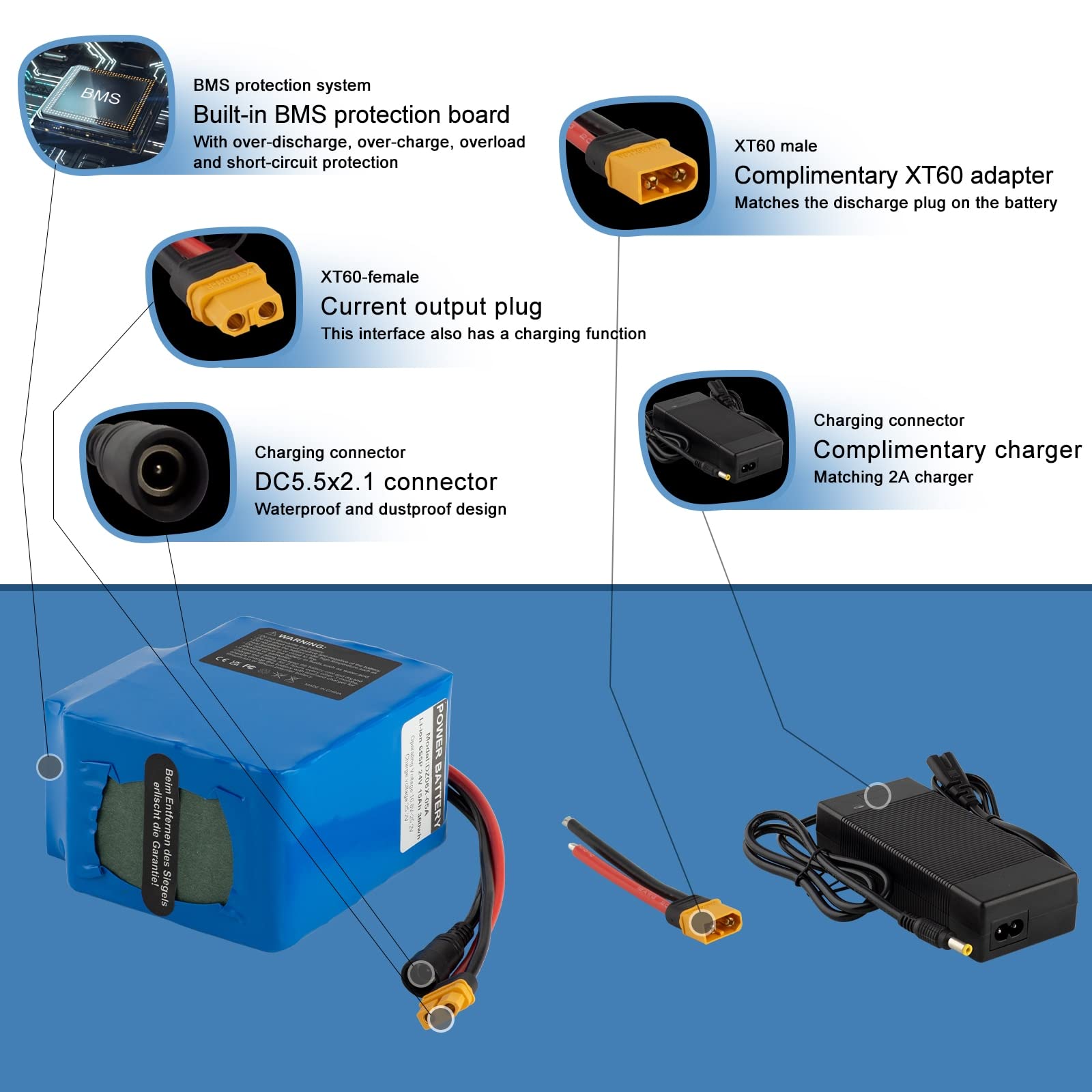 Pełne napięcie 25,2 V, nie 29,4 V) akumulator litowo-jonowy 24 V 15 Ah, elektryczny akumulator litowo-jonowy 15 Ah, z ładowarką 200 W, 700 W, 250 W, 300 W, 350 W, 500 W, może być używany do skuterów,