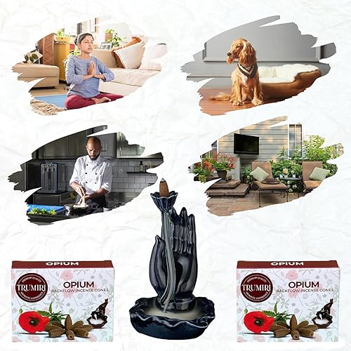 Miniatura 3 de Conos de incienso de reflujo de opio, total de 20 conos de incienso en cascada, paquete doble de 10 conos de incienso de reflujo - Conos de incienso