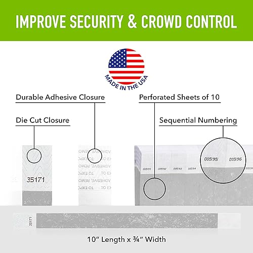 Vista 41 de WristCo pulseras Tyvek, de 3/4", anaranjado neón, Anaranjado Neón