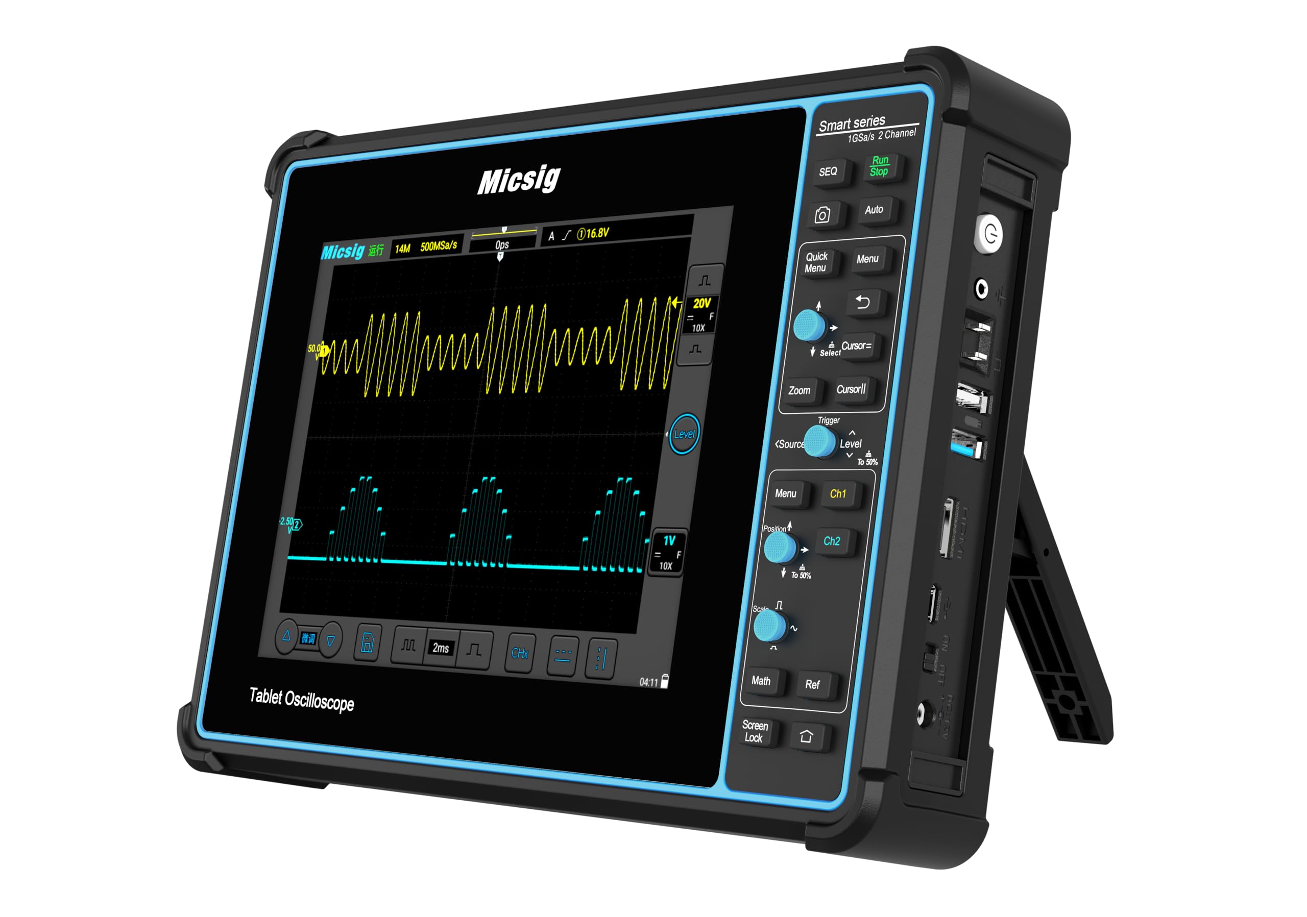 Micsig Automotive Oscilloscope SATO1004 SATO12002 SATO Series Oscilloscope Automotive 100/200Mhz 2/4 Channel Oscilloscope Osciloscopio Automotriz(SATO2002 200Mhz 2ch Standard kit)
