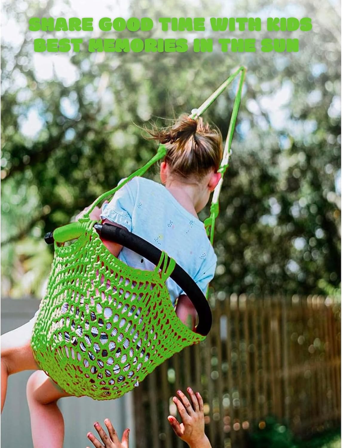 Hi-Na Tree Swing for Kids, Adjustable Toddler Rope Swing Seat with Snap Hooks and Straps, 440 lbs Capacity, Swingset Accessories for Indoor Porch Doorway Outdoor Playground Backyard (Green)