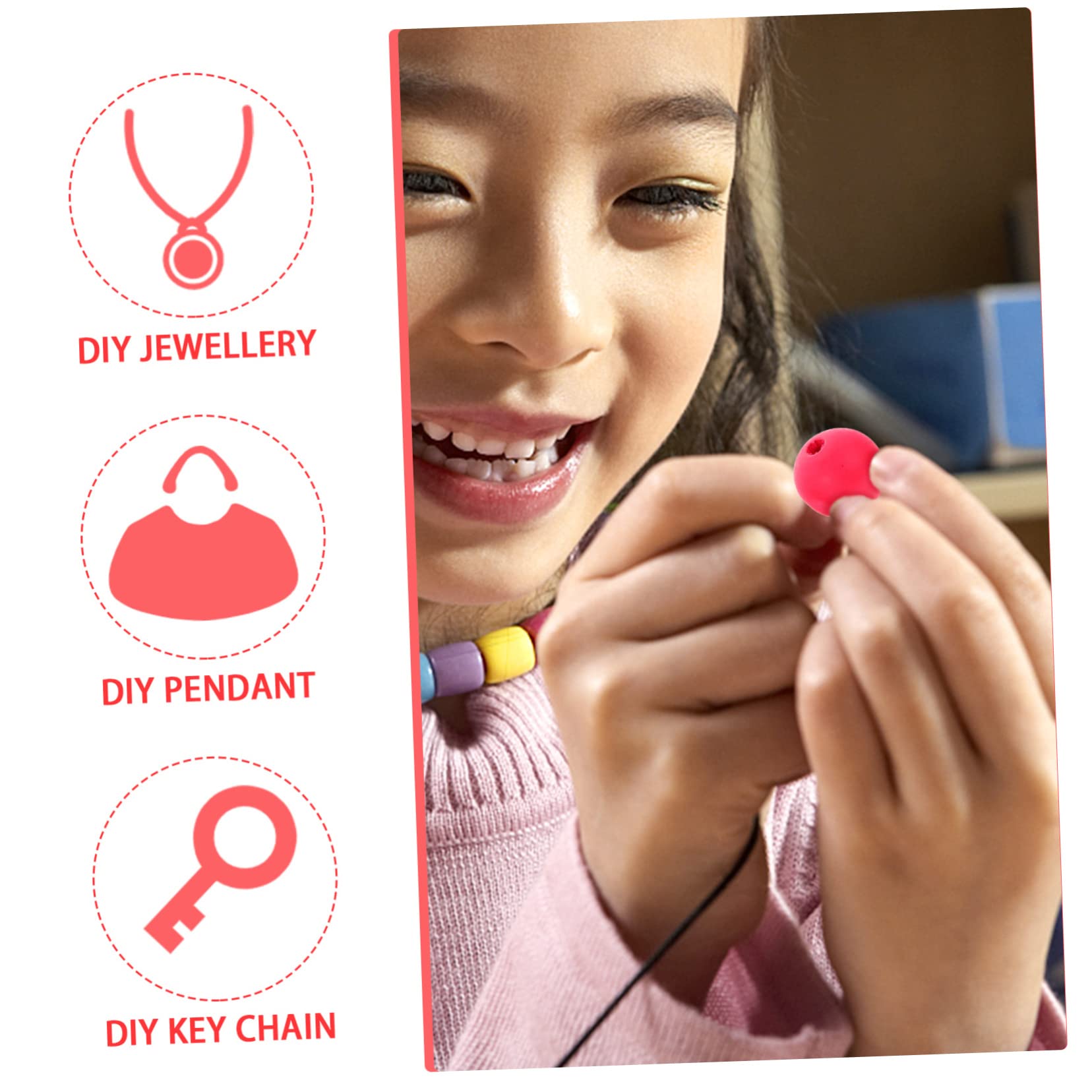 TEHAUX Juego De 3 Cuentas De Madera Redondas De Para Hacer Joyas Kit Para Hacer Guirnaldas De Cuentas Accesorios Para Manualidades 100 Piezas X 3