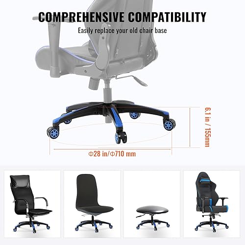 Miniatura 3 de VEVOR Repuesto de base para silla de oficina, 28 pulgadas, carga estática de 2500 libras, parte de base de silla de escritorio universal resistente