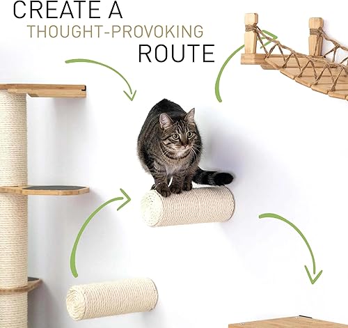Catastrophic Creations - Poste rascador flotante para gatos, rascador de sisal hecho a mano, estantes de pared para gatos y postes rascadores para