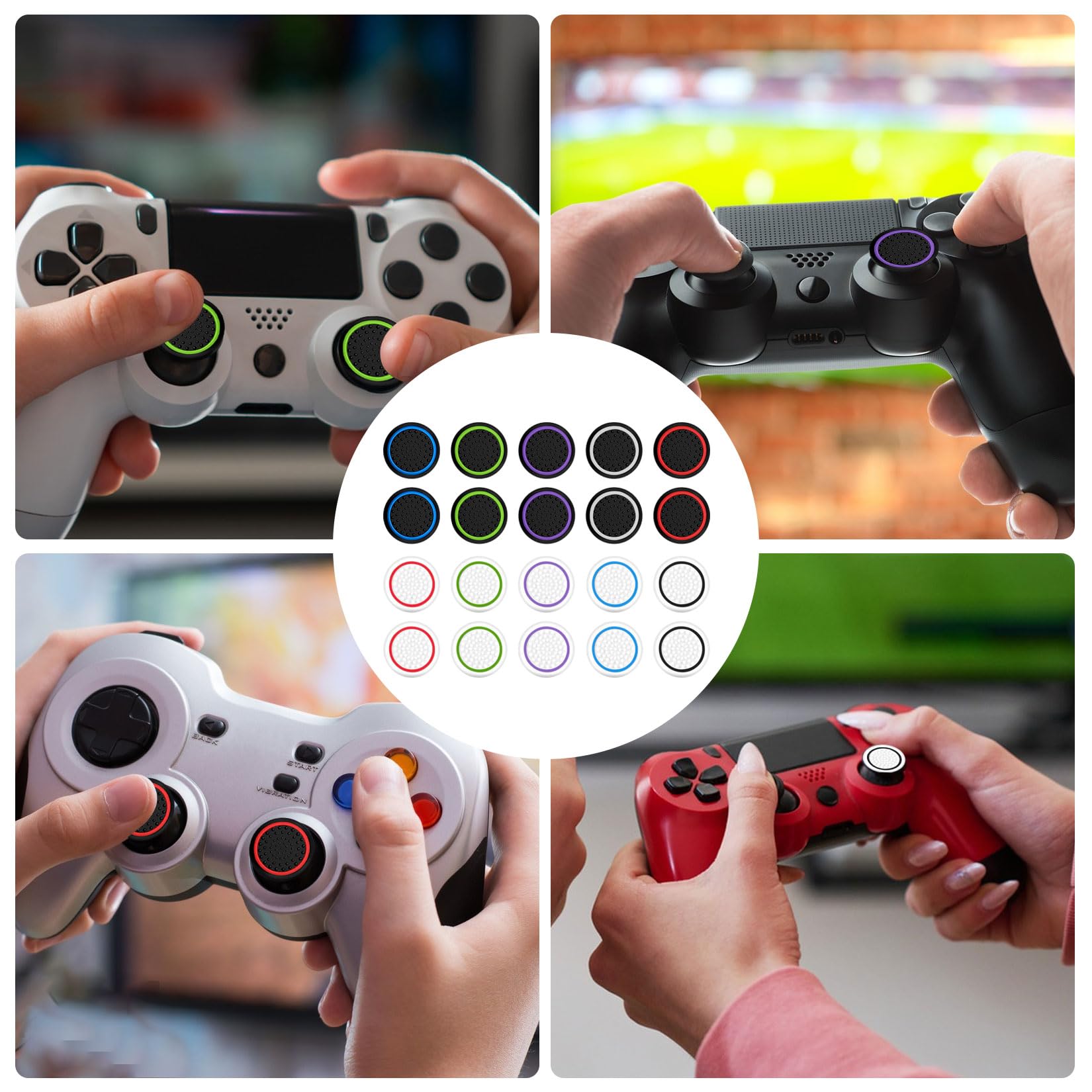 40 nakładek na joysticki, uchwyty na gałki kontrolera PS5, silikonowe nakładki na gałki analogowe, akcesoria do kontrolera PS5, nakładki na joysticki, silikonowe gałki analogowe