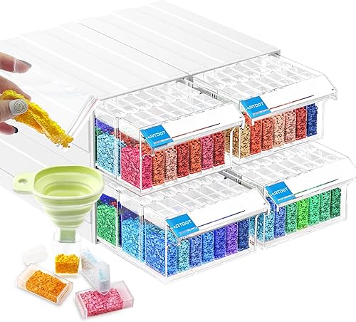Vista 8 de ARTDOT 56 contenedores de almacenamiento para kits de arte de diamantes para adultos, paquete de 2 contenedores portátiles de almacenamiento