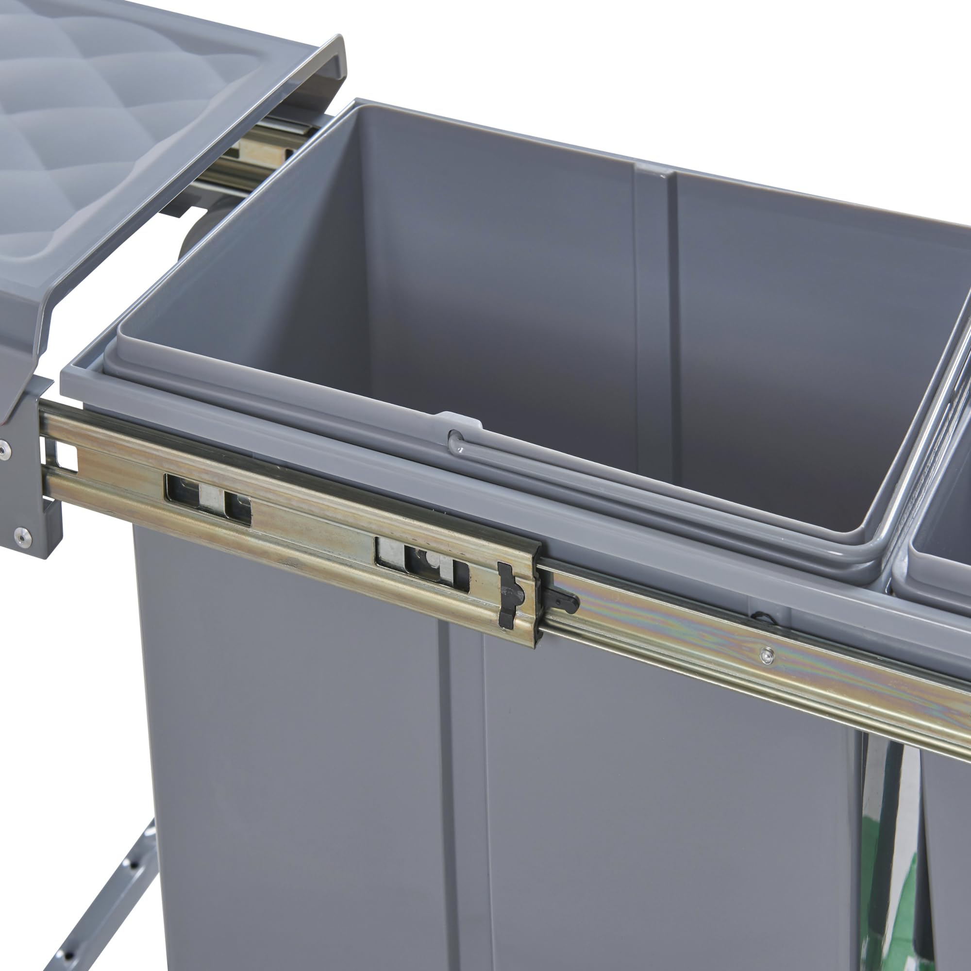 [en.casa] Pattumiera Estraibile con 2 Secchi Raccolta Differenziata con Sistema di Estrazione Scorrevole Bidoni Sotto Lavello 1 x 20 L + 1 x 10 L - 48 x 26 x 42 cm Grigio