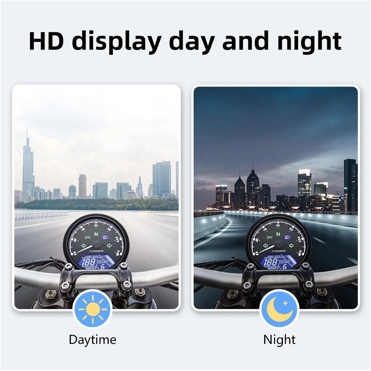 Motorcycle Speedometer Gauge Universal Motorcycle 12000RMP Tachometer Odometer 1-4 Cylinders Motorbike Gauge Digital Dash