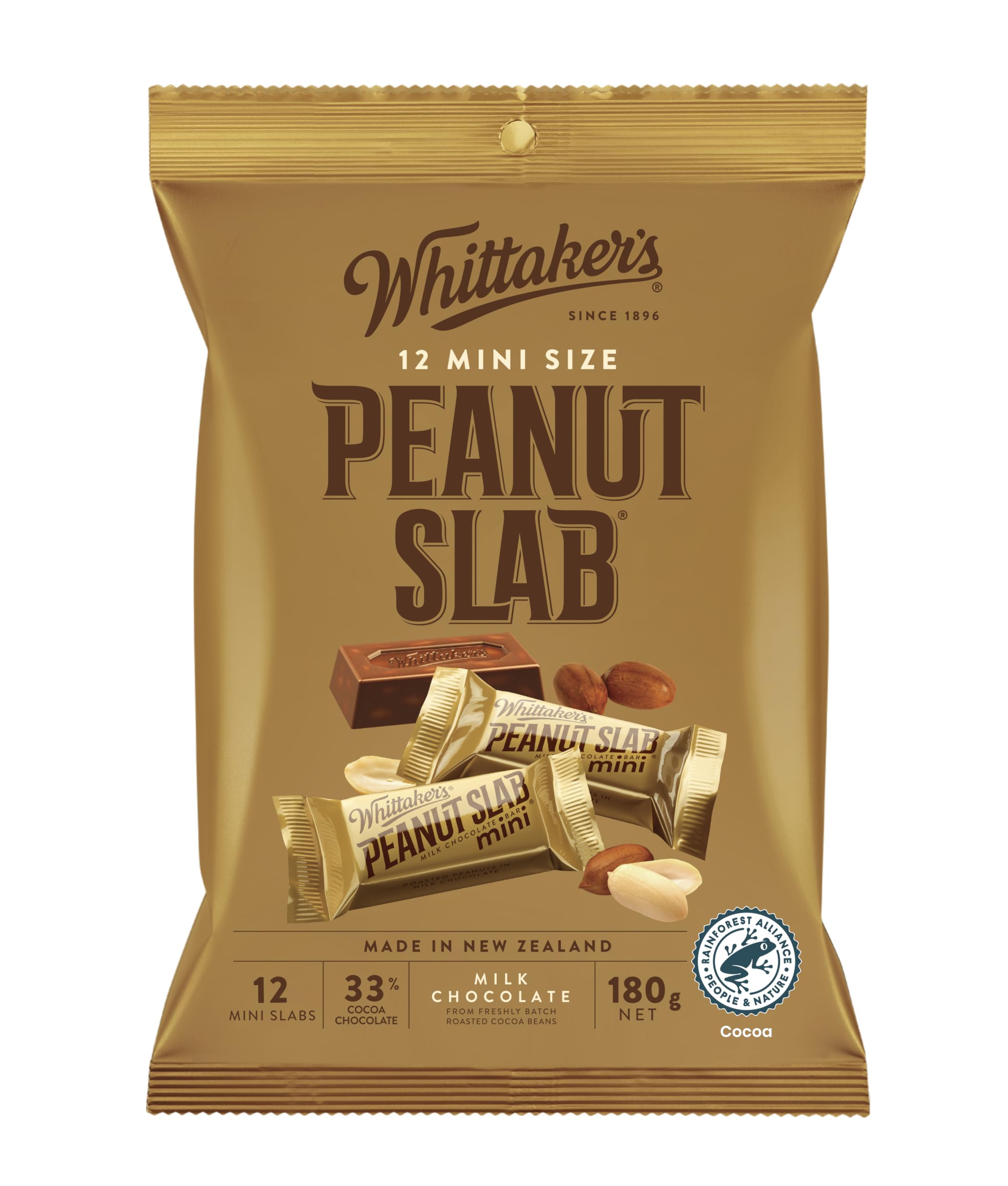 Whittaker's 12 mini size chocolate slab 180g (Made in New Zealand) (Peanut Slab)