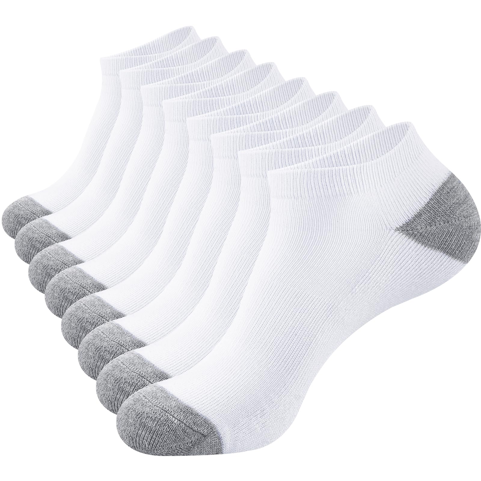 SockWaddles Men's Sports Ankle Socks, 8 Pairs, Breathable | Reinforced heel and toe, Plantar support, Quick drying and durability, Breathable and elastic