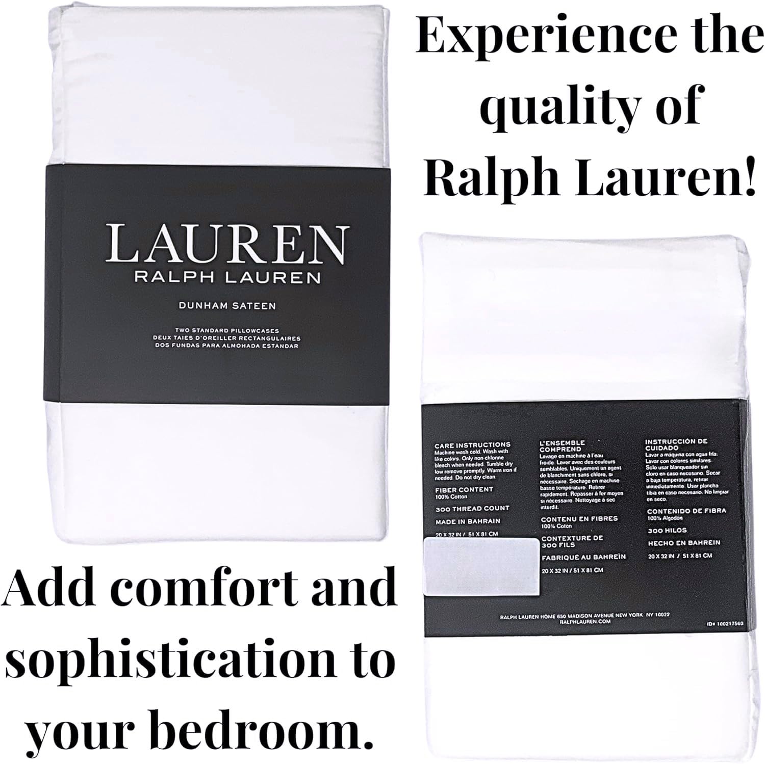 Amazon.com: Ralph Lauren Dunham Cotton Sateen White Two Standard
