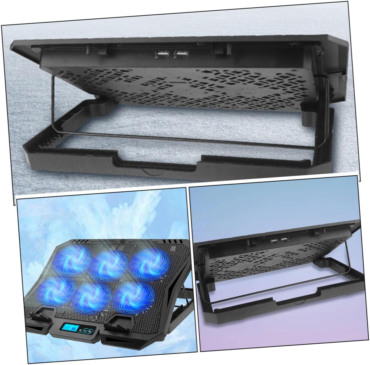 Laptop Cooling Pad 15.6-inch Quiet Fan Stand Adjustable Speed Blue LED for Notebook Cooler Base Compatible with Gaming and Office Laptops