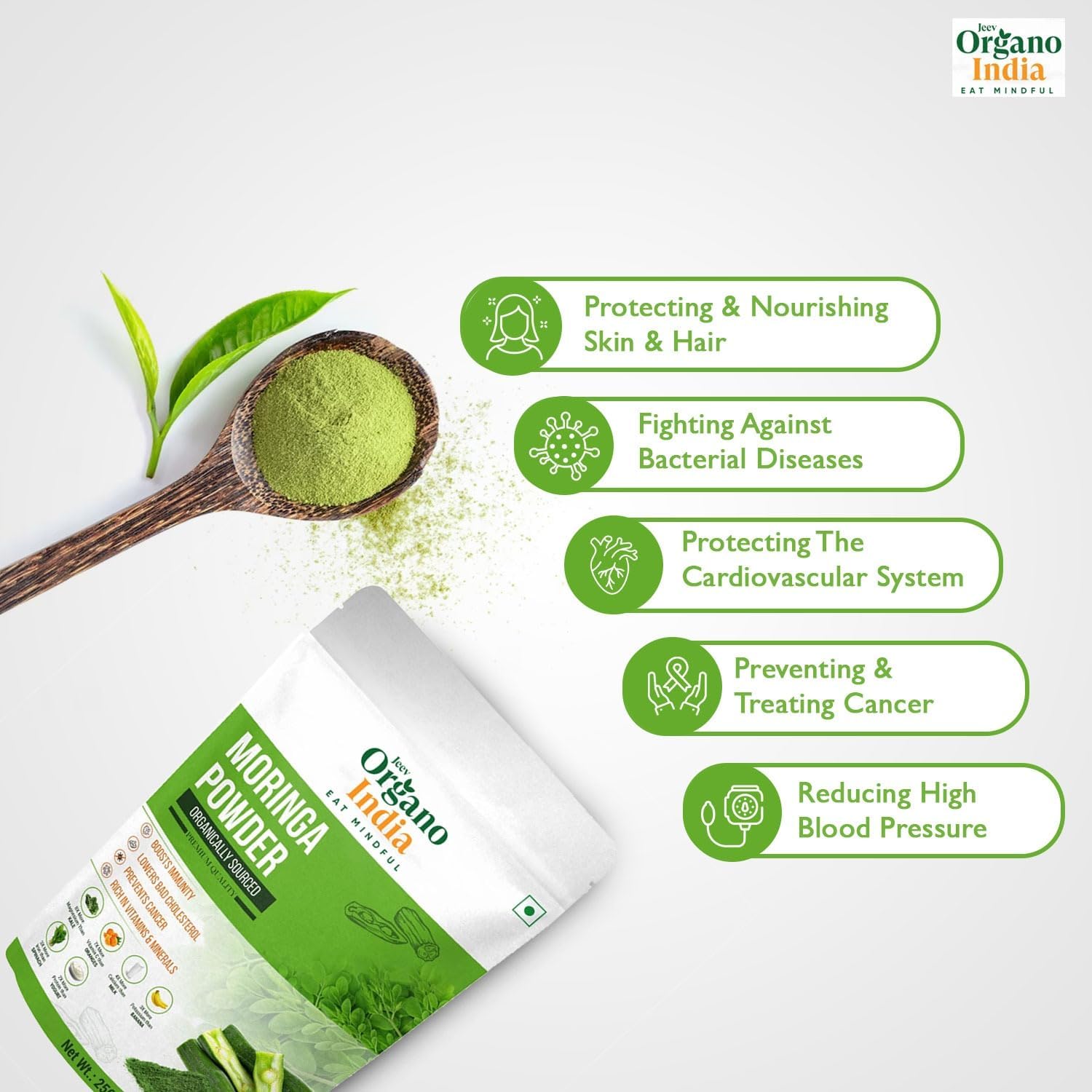 Moringa Leaves Powder | Moringa leaf powder | Immunity Booster | Energy with Minerals | Digestion | Jaljeera Flavour | 250g | Pack of 1 — Amazon image 3