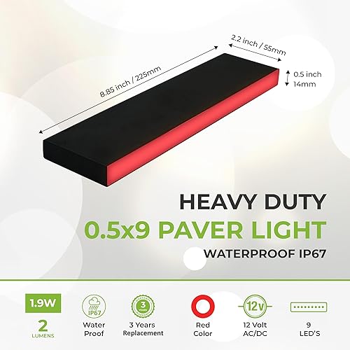 Miniatura 6 de LUMENGY Luz verde para pavimentadora, delgada de 0.5 x 9 pulgadas, iluminación de ladrillo sin deslumbramiento para adoquines, paredes, entrada,