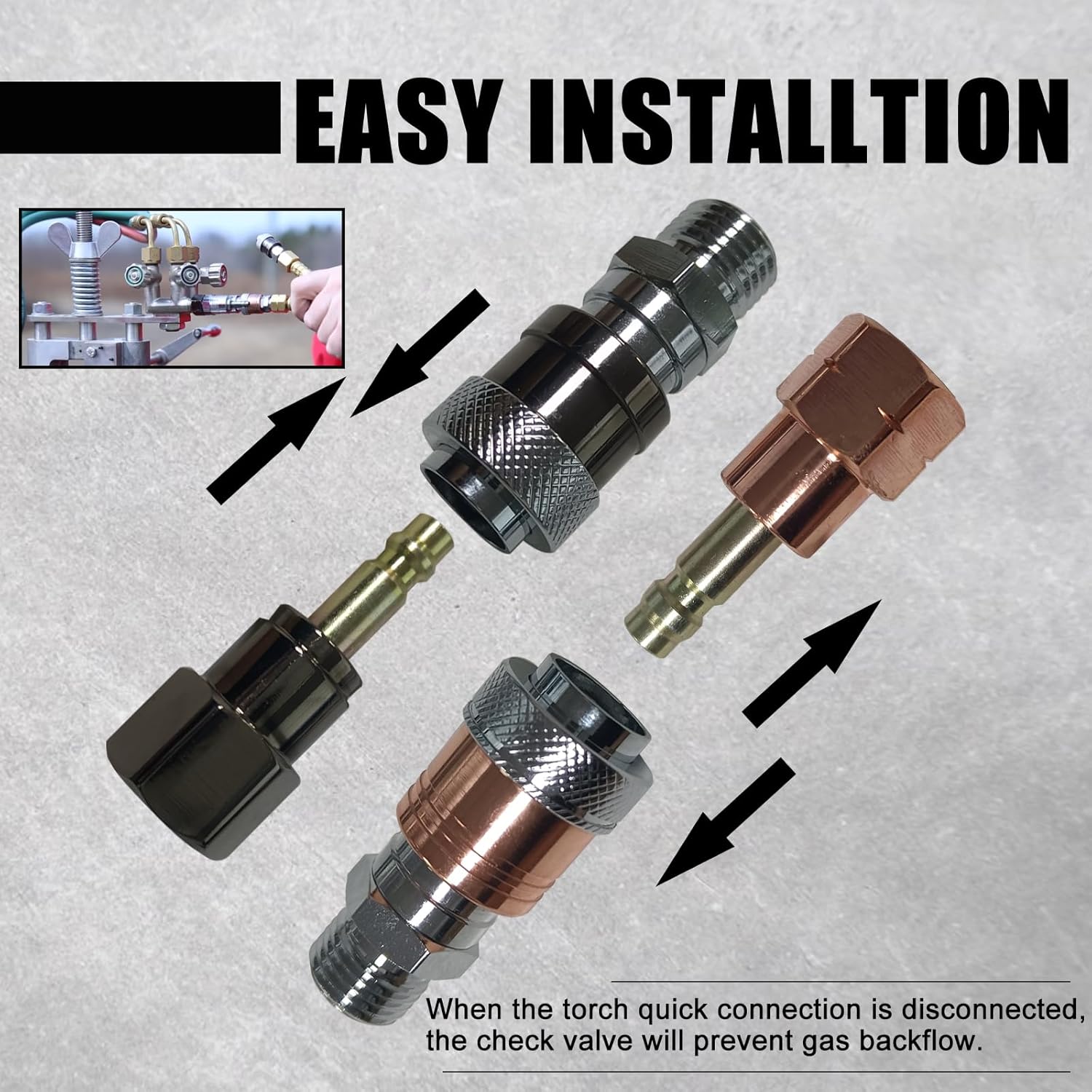Upgraded Oxy Acetylene Quick Connects,Quick Connect Hose Fittings,Cutting Torch Hose Quick Connect Sets,Fit for 9/16"-18 B Fittings, Max 29 PSI for Fuel Gas and 145 PSI for Oxygen