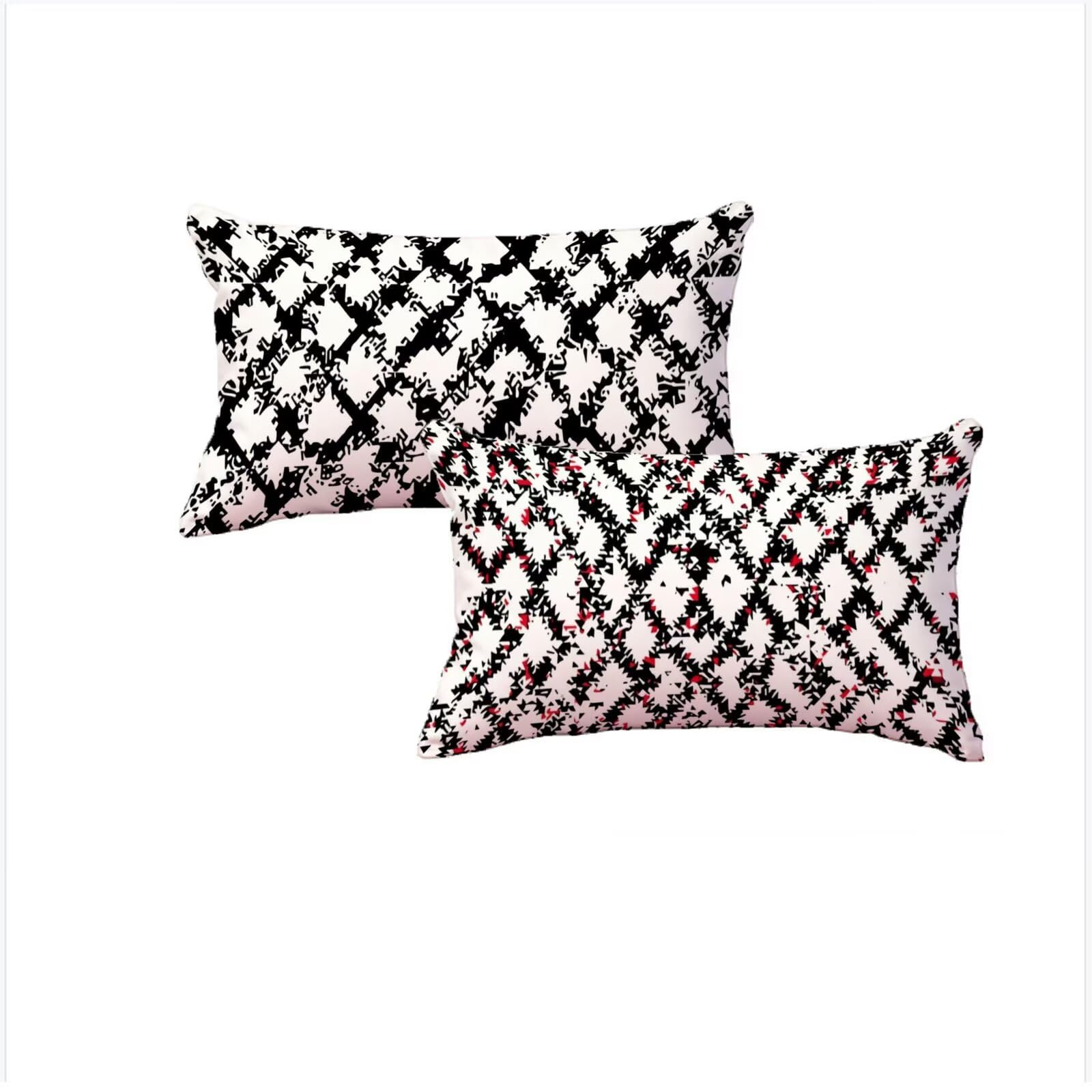 Housse coussin 50x70cm lin noir géométrique pour canapé et balcon bohème