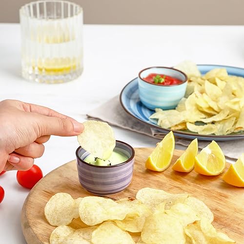 Miniatura 41 de Selamica Ramequines de cerámica de 4 onzas, Ramekins de crema Brulee aptos para horno, platos de natillas de soufflé para hornear, mini cuencos