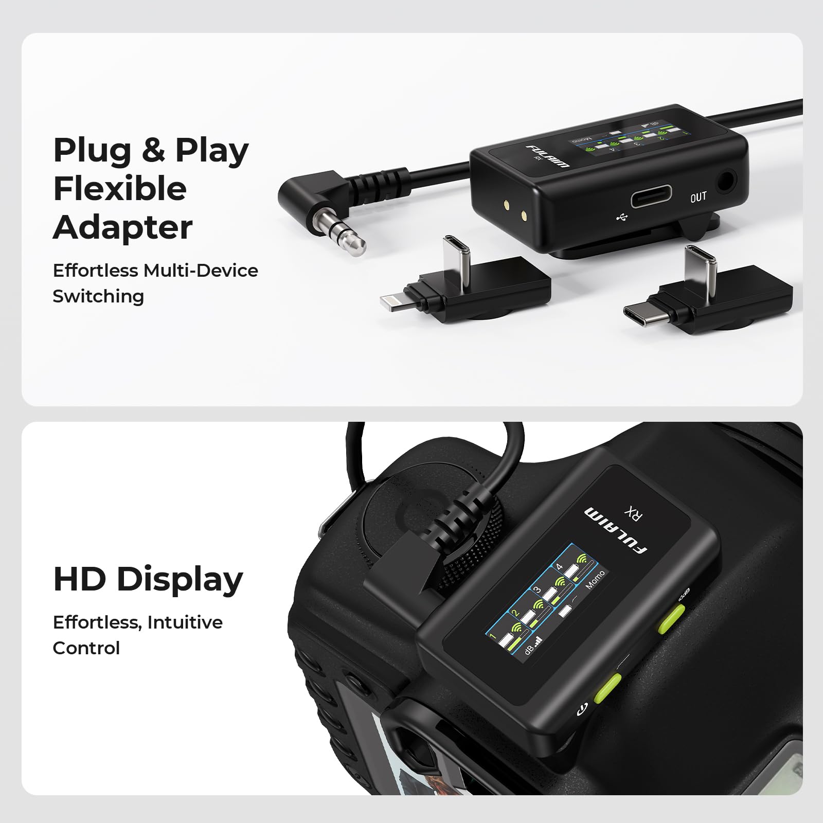 FULAIM X6 Pro kabelloses Lavalier-Mikrofon für iPhone & Android, 4-Kanal-Ansteckmikrofon mit Ladecase und KI-Rauschunterdrückung, 48 kHz/24 Bit Mini-Handy-Mikrofon für Videoaufnahme & Vlogging