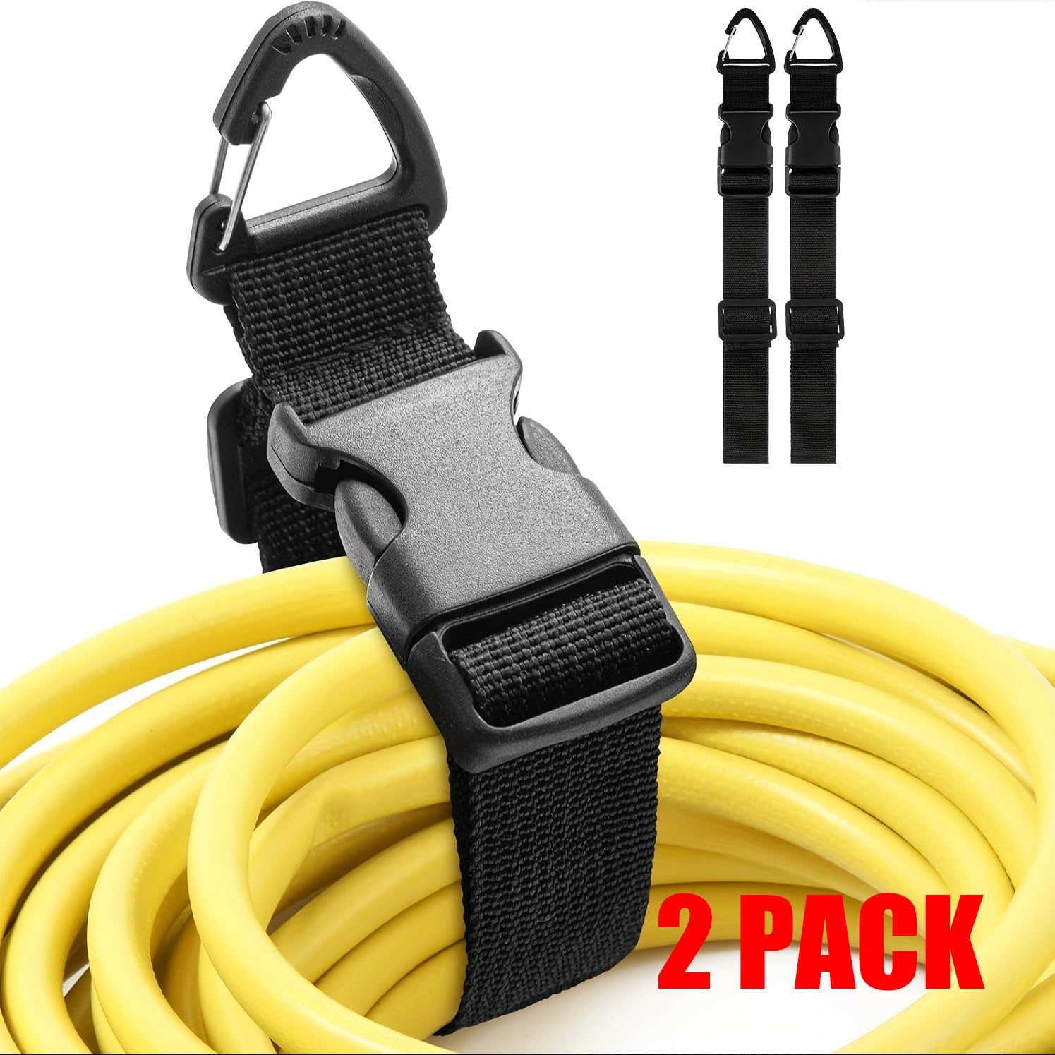 2Pcs Heavy Duty Adjustable Storage Straps with Triangle Carabiner, Cable Cord Organizer Hanging Strap for Garage