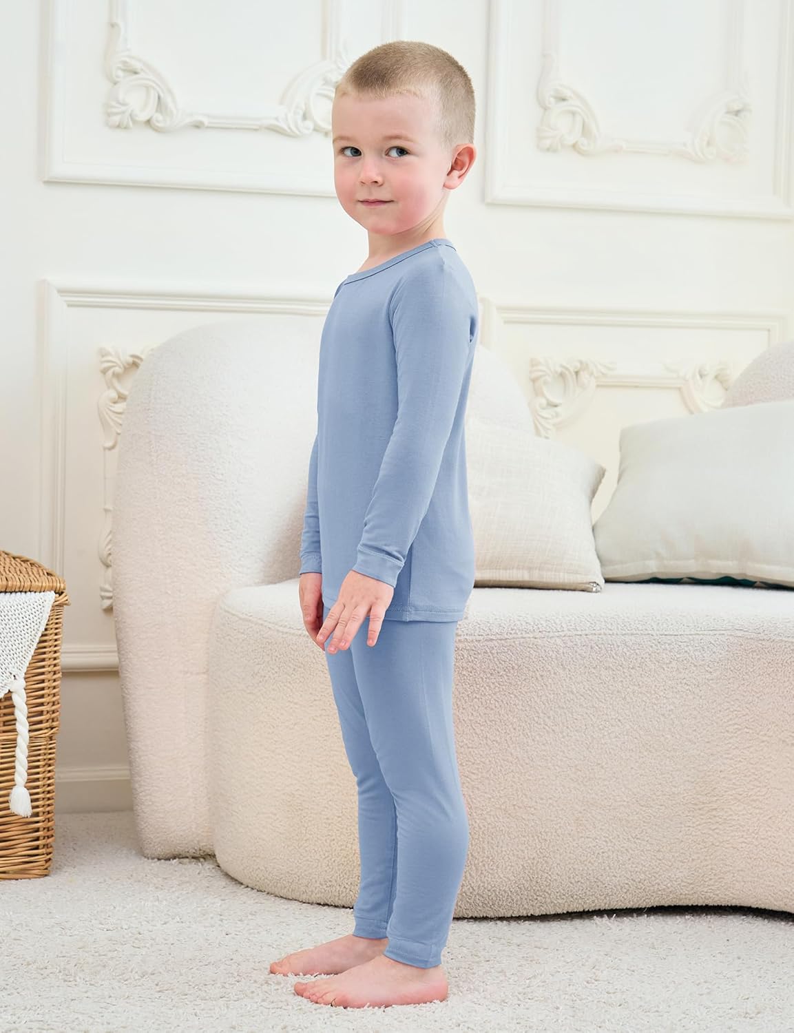 Jimonda Baby Boys Girls Pajama Sets Toddler Long Sleeve Sleepwear Sets Rayon from Bamboo Pajamas Sets 4pcs PJs 18M-8Y - Image 2