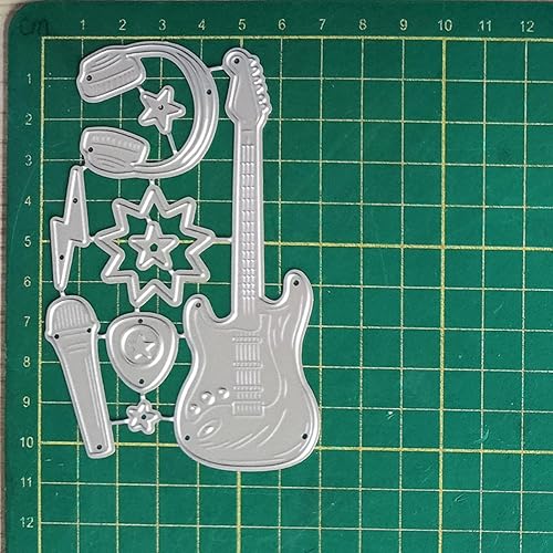 Miniatura 2 de Troqueles de guitarra para hacer tarjetas, troqueles de corte de metal, troqueles de papel en relieve para álbumes de recortes, suministros de