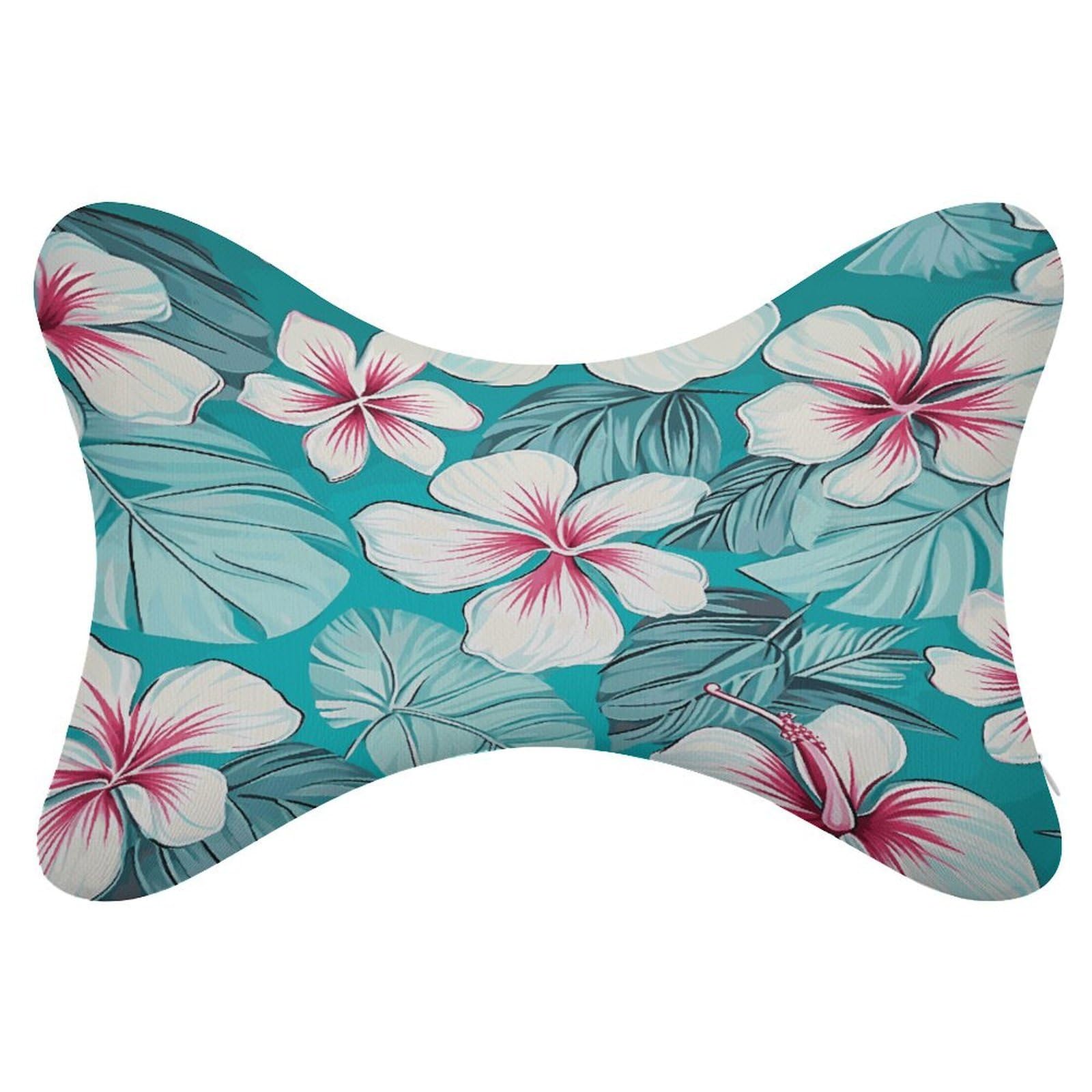 FekiLoot Tropical Hibiscus Flowers Car Headrest Set of 2,Softness Memory Foam Car Neck Pillow with Breathable Removable Cover Car Neck Support Pillow Ergonomic for Driving, Office