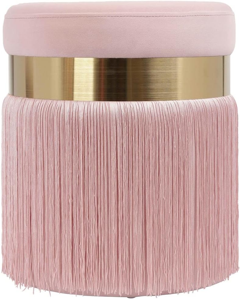 TOV Furniture Melody Blush Tasseled Ottoman