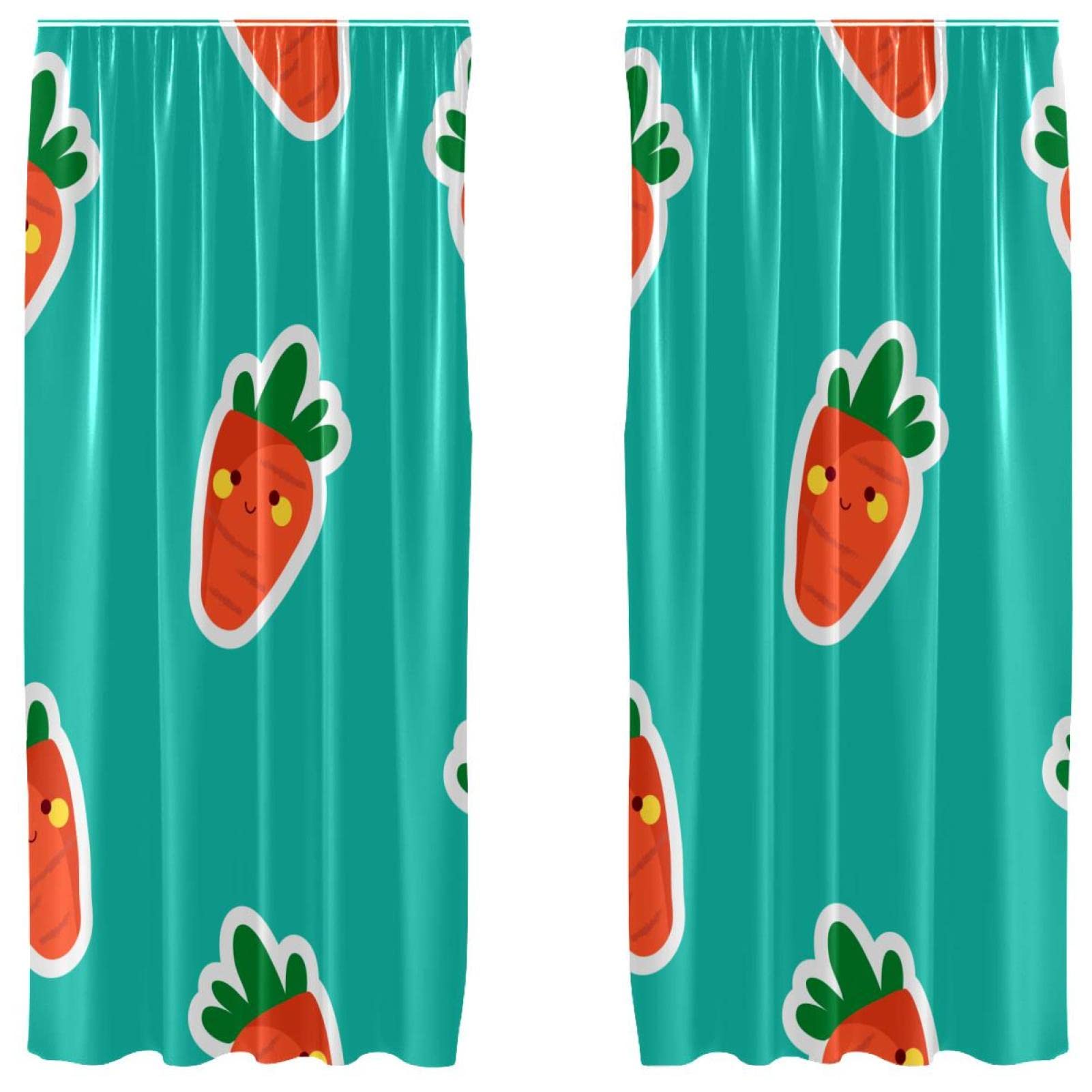 Rideaux occultants en microfibre à motif carotte pour chambre d'enfant | Lot de 2 panneaux 140x213cm