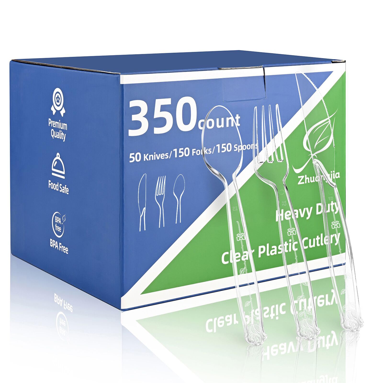 ZhuangJia 350-Piece Heavy Duty Plastic Silverware