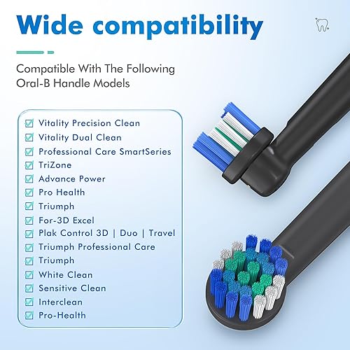Miniatura 2 de Keosaa Cabezales de repuesto para cepillos de dientes compatibles con Oral B, paquete de 20 (negro)