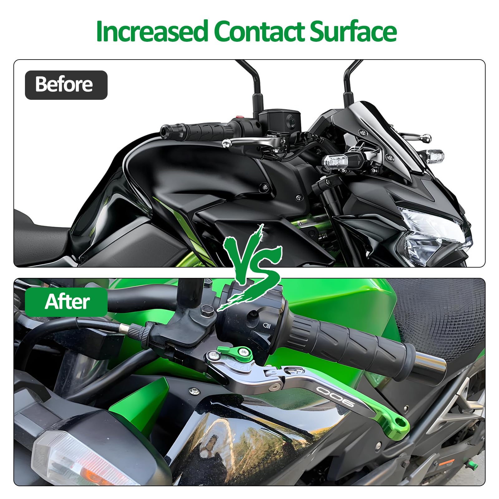 per Kawasaki Z900SE Z900 SE 2022 2023 2024 Leva frizione per moto Manubrio Regolabile Set di leve freno e frizione (argento+verde)