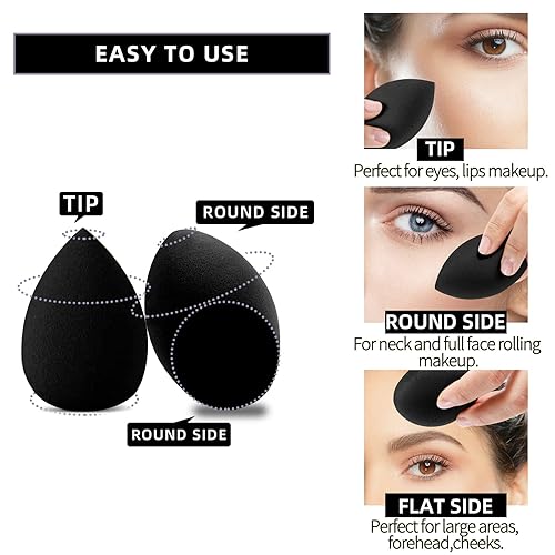 Miniatura 6 de AIMILIQI Beauty Blender - Esponja de maquillaje  Juego de 12 esponjas de maquillaje con soporte de esponja de base de belleza, impecable para