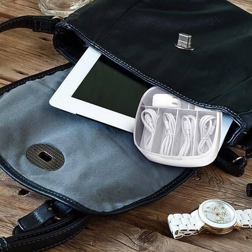 Miniatura 6 de Caja de gestión de cables de plástico de viaje portátil,Caja organizadora de cables de datos,Caja organizadora de electrónica clara,Organizador de