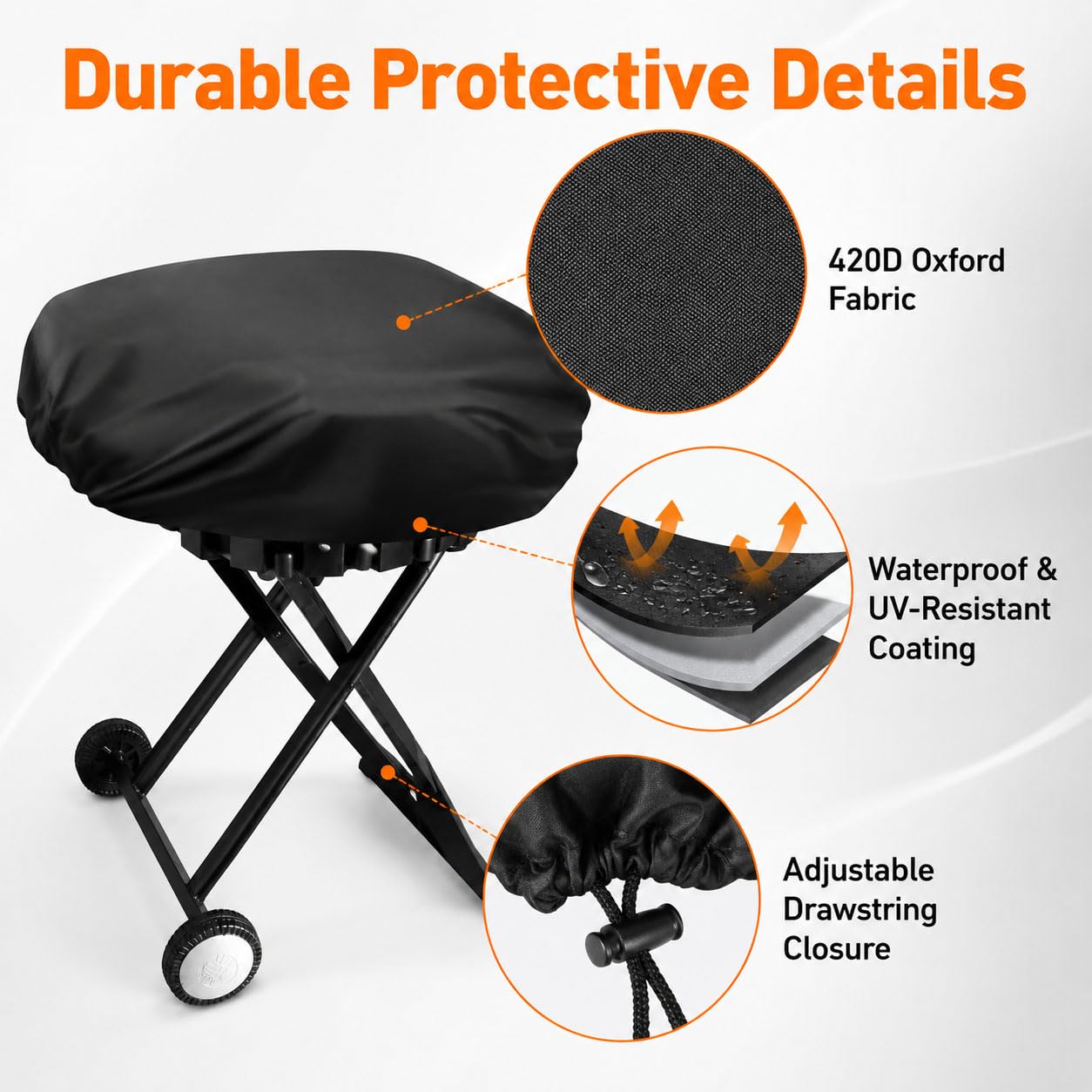 Copertura Barbecue Portatile per Grill2Go X200 25409200 2024 2025 2026+, Impermeabile Copri BBQ Oxford 420D, Anti-UV e Antipolvere con Coulisse Regolabile