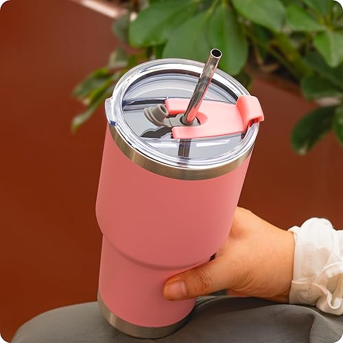 Miniatura 2 de Tapas de vaso de 30 onzas, tapas de repuesto para Yeti Rambler, Ozark Trail y más, sin BPA, vaso de 30 onzas, cubierta de taza (rosa)